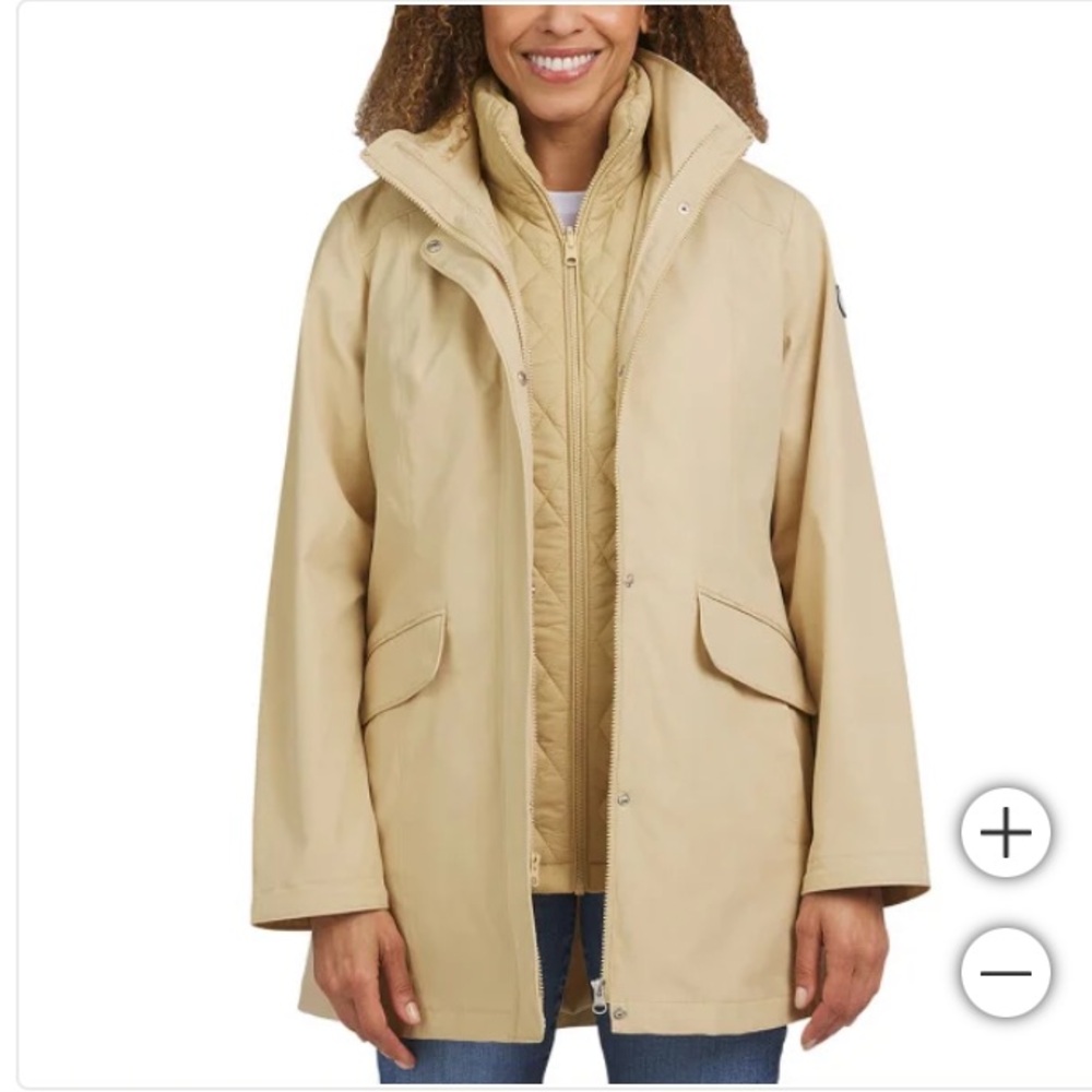 Lands' End Ladies' 3-in-1 Jacket with Matching Vest - Tan - Large - NWT